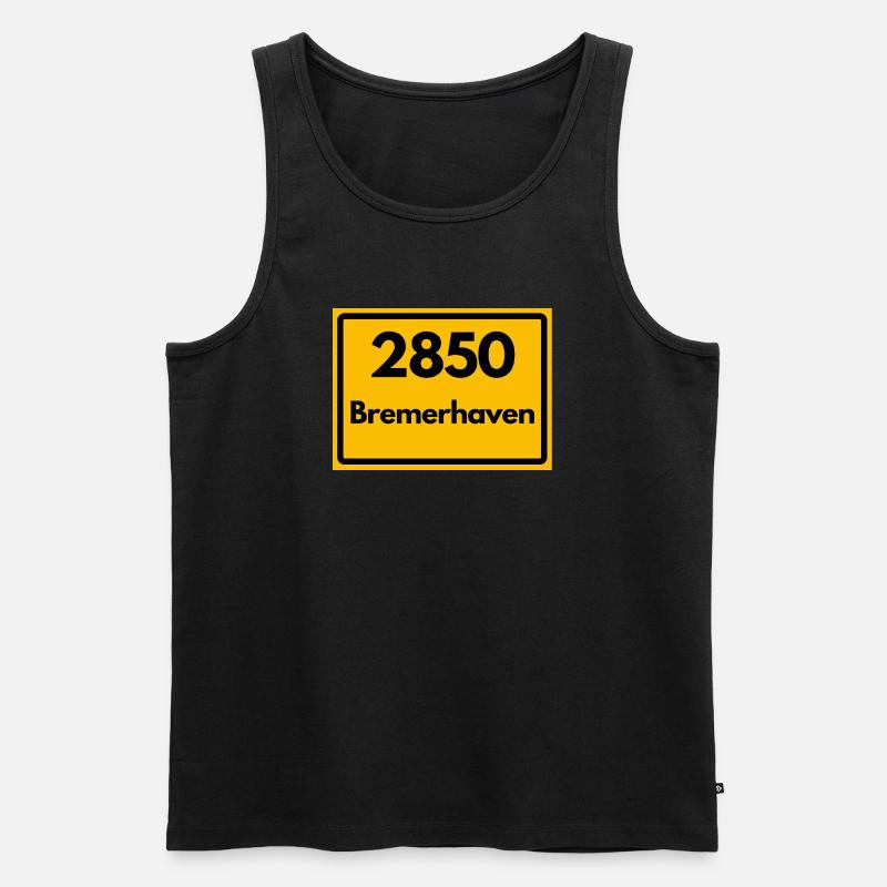 OLD POSTCODE POSTCODE RETRO 2850 BREMERHAVEN - Men's Premium Organic Tank Top - black