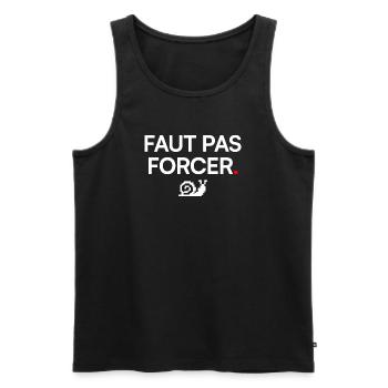 ZWING ES NICHT ZU | Fauler Humor - Männer Premium Bio Tank Top - Schwarz - Vorne - AI Model Male 178 light (178cm)