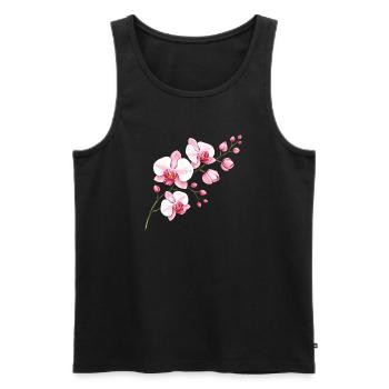 Orchidee Blütenzweig Illustration Florales Motiv - Männer Premium Bio Tank Top - Schwarz - Vorne - AI Model Male 178 light (178cm)