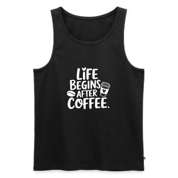 Life Begins After Coffee - Männer Premium Bio Tank Top - Schwarz - Vorne - AI Model Male 178 light (178cm)