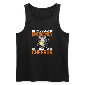 Dans Queso Emergency, je prie Cheesus Mouse Graphic - Débardeur bio Premium Homme - noir - Devant - AI Model Male 178 light (178cm)
