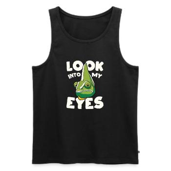Regarde-moi dans les yeux, design caméléon drôle - Débardeur bio Premium Homme - noir - Devant - AI Model Male 178 light (178cm)