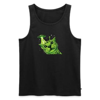 Alien Cat UFO - Männer Premium Bio Tank Top - Schwarz - Vorne - AI Model Male 178 light (178cm)