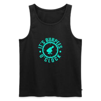 Passionnés de fitness C’est Burpees O’Clock Calisthenics - Débardeur bio Premium Homme - noir - Devant - Michal (187cm)