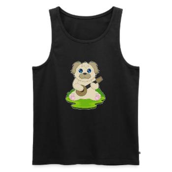 Hund Musiker Gitarre Musik - Männer Premium Bio Tank Top - Schwarz - Vorne - Michal (187cm)