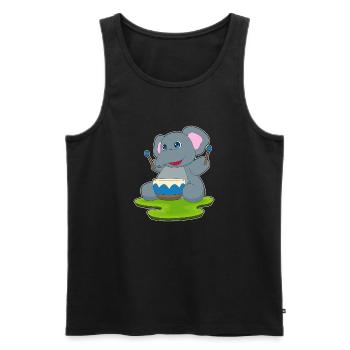 Elephant Musician Drum Music - Men's Premium Organic Tank Top - black - Front - Michal (187cm)