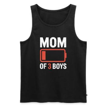 Graphique de la batterie maman de 3 garçons - Débardeur bio Premium Homme - noir - Devant - AI Model Male 178 light (178cm)