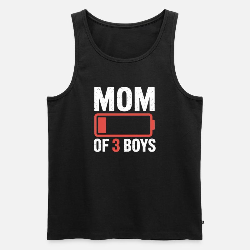 Mutter von 3 Jungs Batterie-Ikon-Tee - Männer Premium Bio Tank Top - Schwarz