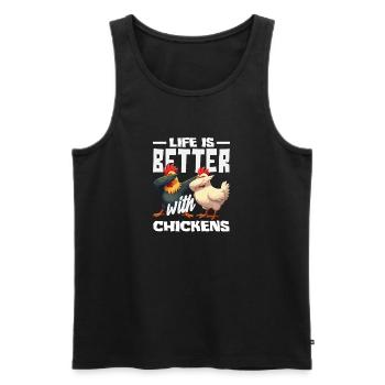 Das Leben ist besser mit Hühnern Dabbing - Männer Premium Bio Tank Top - Schwarz - Vorne - AI Model Male 178 light (178cm)