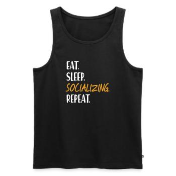 EAT SLEEP SOCIALIZING Be sociable Networking - Men's Premium Organic Tank Top - black - Front - AI Model Male 178 light (178cm)