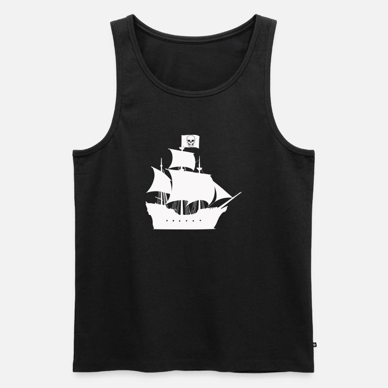 Piratenschiff Silhouette - Männer Premium Bio Tank Top - Schwarz