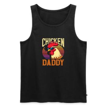 Chicken Daddy Cooler Hahn Retro Papa - Männer Premium Bio Tank Top - Schwarz - Vorne - AI Model Male 178 light (178cm)