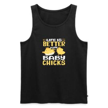 Das Leben ist besser mit Küken Süß - Männer Premium Bio Tank Top - Schwarz - Vorne - AI Model Male 178 light (178cm)