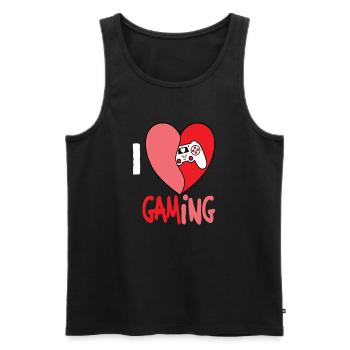 I LOVE GAMING - Männer Premium Bio Tank Top - Schwarz - Vorne - Michal (187cm)
