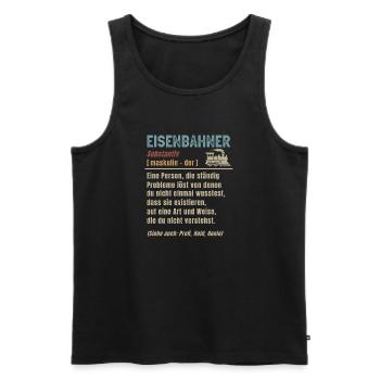 Railwayman Definition Railway Locomotive - Men's Premium Organic Tank Top - black - Front - Michal (187cm)