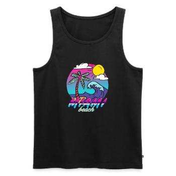 Miami Beach Palm Wave - Men's Premium Organic Tank Top - black - Front - AI Model Male 178 light (178cm)