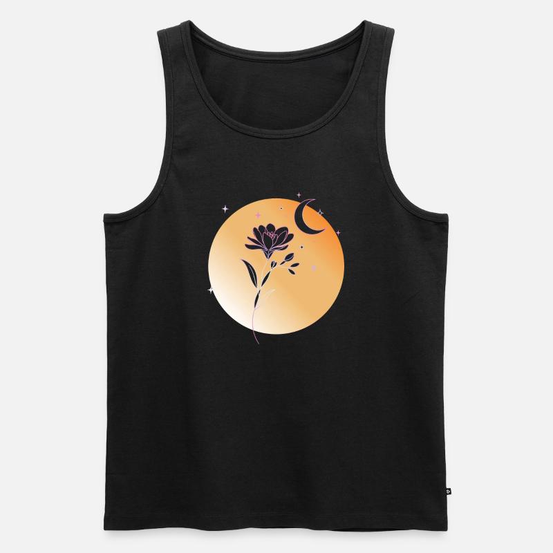 Freesie mit Mond Line Art Illustration  - Männer Premium Bio Tank Top - Schwarz