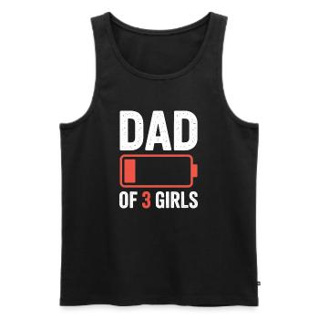 Vater von 3 Mädchen Batterie-Grafik - Männer Premium Bio Tank Top - Schwarz - Vorne - Michal (187cm)