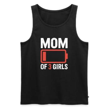 Maman de 3 filles Battery - Débardeur bio Premium Homme - noir - Devant - AI Model Male 178 light (178cm)
