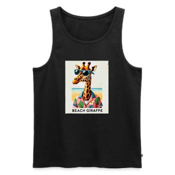 Strand-Giraffe mit Sonnenbrille - Männer Premium Bio Tank Top - Schwarz - Vorne - Michal (187cm)