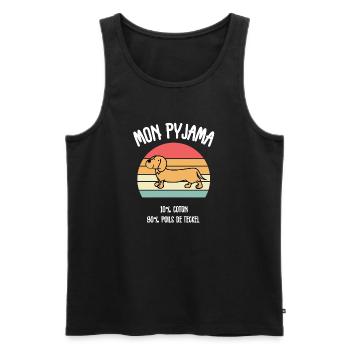 Dackelhund-Pyjama-Humor - Männer Premium Bio Tank Top - Schwarz - Vorne - AI Model Male 178 light (178cm)