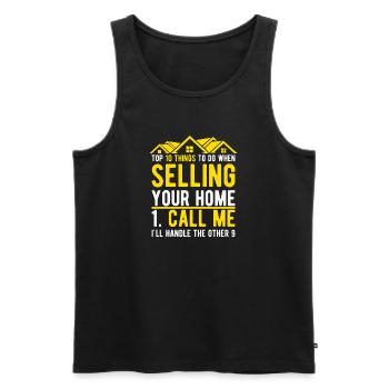 Sell House: Call Me Fun Real Estate Agent - Men's Premium Organic Tank Top - black - Front - AI Model Male 178 light (178cm)