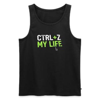 Developer Fun Shirt, CTRL + Z My Life  - Männer Premium Bio Tank Top - Schwarz - Vorne - AI Model Male 178 light (178cm)