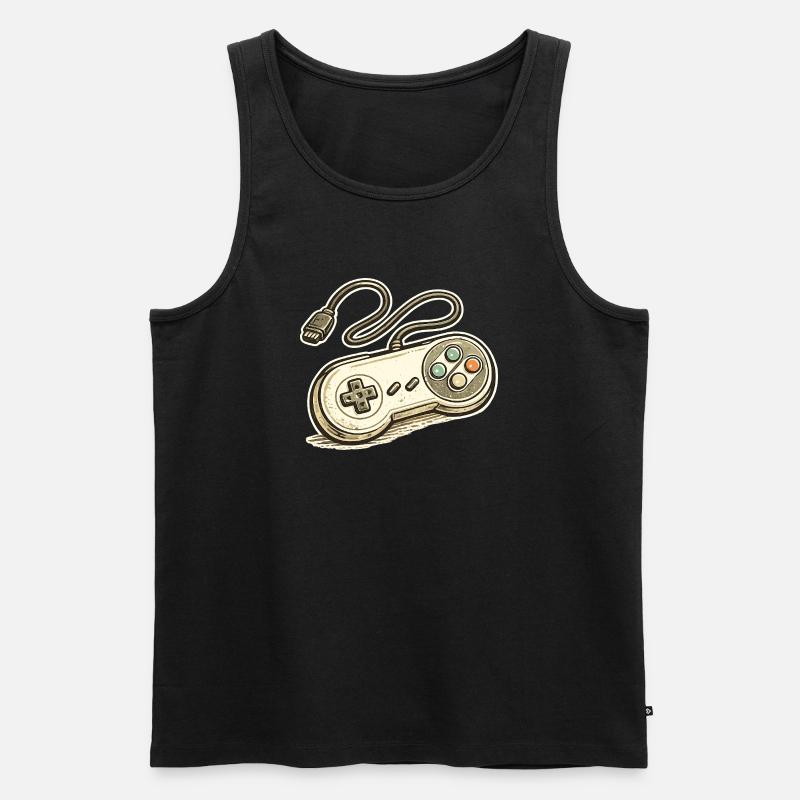 Retro Game Controller Graphics - Men's Premium Organic Tank Top - black