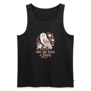 Owl Owl You Need Is Love Owl Love Valentine's Day - Men's Premium Organic Tank Top - black - Front - Michal (187cm)