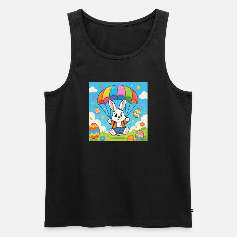 Osterhase mit Fallschirm - Männer Premium Bio Tank Top - Schwarz