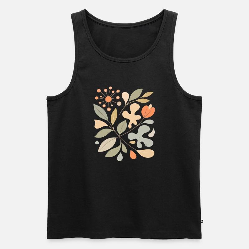 Abstraktes Blumen Muster Illustration - Männer Premium Bio Tank Top - Schwarz