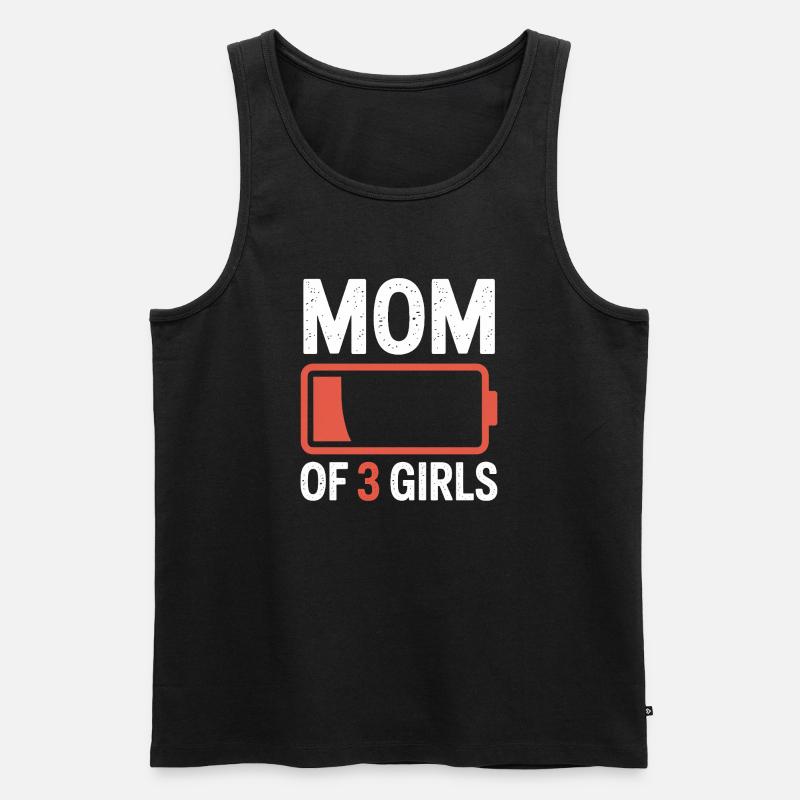 Mutter von 3 Mädchen Batterie-Ikon-Tee - Männer Premium Bio Tank Top - Schwarz