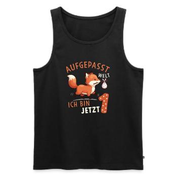 Ich bin 1 – Süßer Fuchs Erster Geburtstag - Männer Premium Bio Tank Top - Schwarz - Vorne - AI Model Male 178 light (178cm)