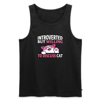 Discussion sur les chats introvertis - Débardeur bio Premium Homme - noir - Devant - Michal (187cm)