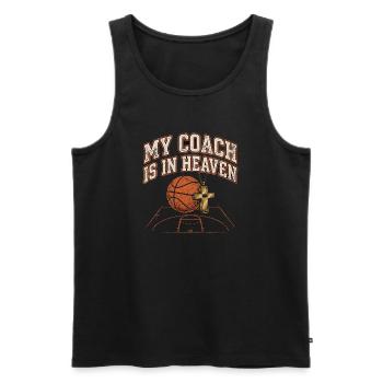 Mon entraîneur est au paradis dans le basket chrétien - Débardeur bio Premium Homme - noir - Devant - Michal (187cm)