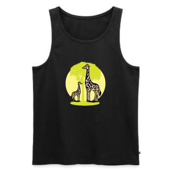Giraffe Family Safari Nature Retro Cartoon Art - Men's Premium Organic Tank Top - black - Front - AI Model Male 178 light (178cm)