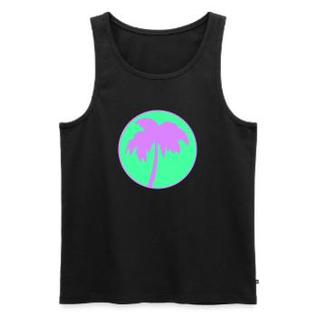 Neon Palmenkreis Silhouette - Männer Premium Bio Tank Top - Schwarz - Vorne - AI Model Male 178 light (178cm)