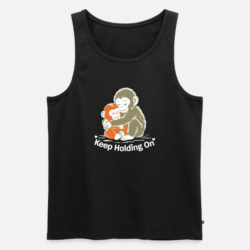 Halt die Affenumarmung fest - Männer Premium Bio Tank Top - Schwarz