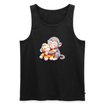 Kuschelaffen umarmen sich - Männer Premium Bio Tank Top - Schwarz - Vorne - AI Model Male 178 light (178cm)