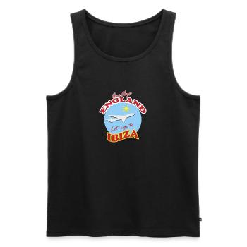 Goodbye England Let´s go to Ibiza  - Men's Premium Organic Tank Top - black - Front - AI Model Male 178 light (178cm)