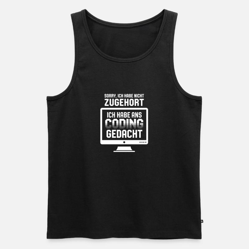 Coding-Gedanke statt Zuhören - Männer Premium Bio Tank Top - Schwarz