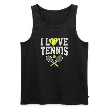 T-shirt de tennis, t-shirt I Love Tennis, sweat à capuche, bonnet - Débardeur bio Premium Homme - noir - Devant - Michal (187cm)