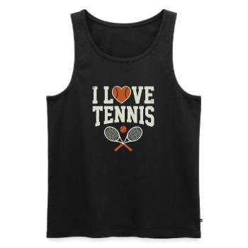 Chemise de tennis, sweat à capuche I Love Tennis, short - Débardeur bio Premium Homme - noir - Devant - Michal (187cm)