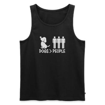 Dogs Over People Dog Funny Antisocial Saying - Men's Premium Organic Tank Top - black - Front - Michal (187cm)