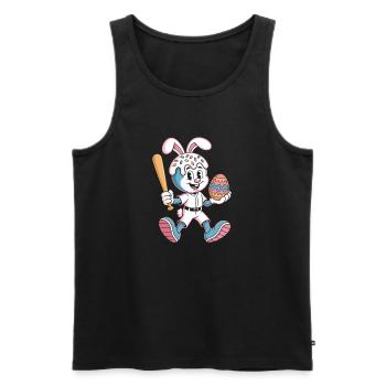 Hoppelhase avec œuf de Pâques - Débardeur bio Premium Homme - noir - Devant - AI Model Male 178 light (178cm)