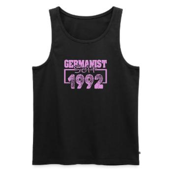 German studies scholar 1992 - Men's Premium Organic Tank Top - black - Front - AI Model Male 178 light (178cm)