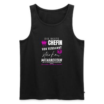 beste Chefin von verdammt starken Mitarbeitern - Männer Premium Bio Tank Top - Schwarz - Vorne - AI Model Male 178 light (178cm)