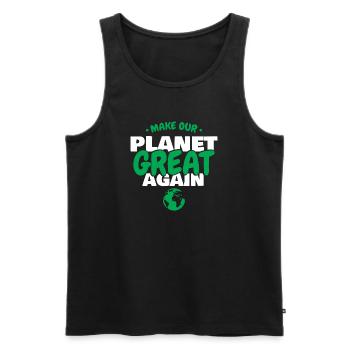 Faire de notre planète une grande écologie verte de la Terre Art - Débardeur bio Premium Homme - noir - Devant - AI Model Male 178 light (178cm)