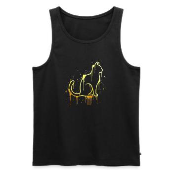 Look doré silhouette de chat – Élégant chat - Débardeur bio Premium Homme - noir - Devant - AI Model Male 178 light (178cm)