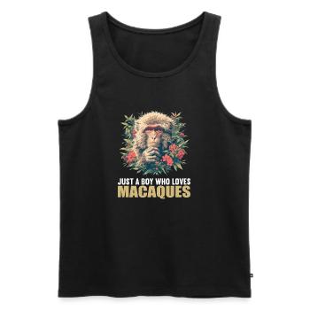 Makaken Makake - Männer Premium Bio Tank Top - Schwarz - Vorne - Michal (187cm)